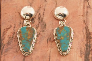 Artie Yellowhorse Genuine Mineral Park Turquoise Post Earrings